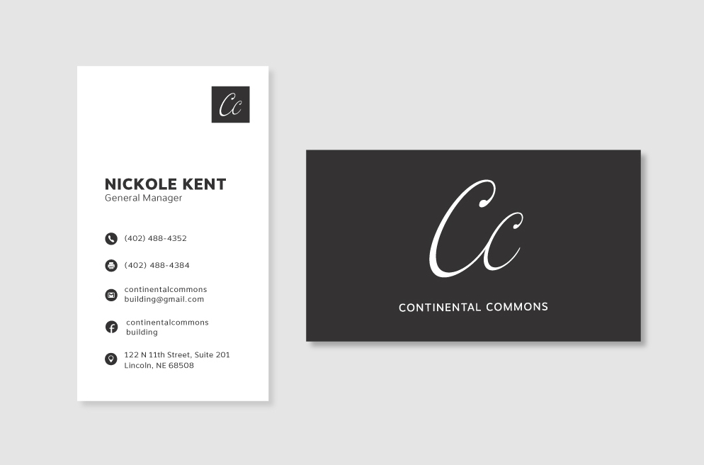 Continental Commons business card