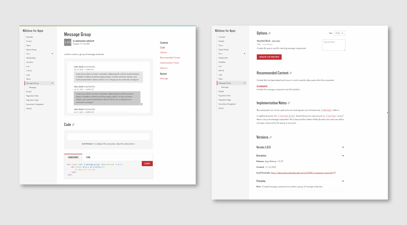 NUcleus component page