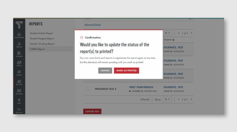 Cares modal