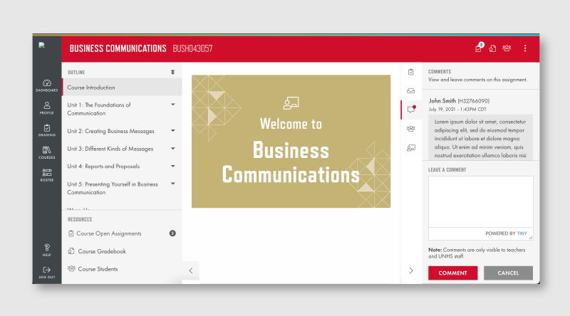 Comment component prototyped